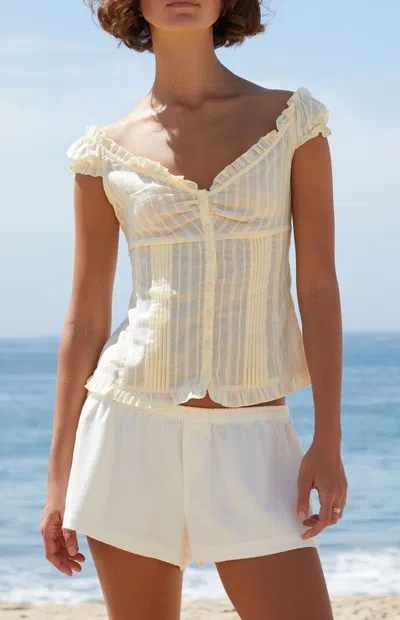 John Galt Women's Yellow Embroiderd Elena Top