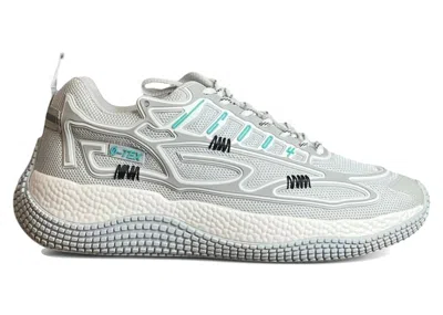 Pre-owned John Geiger 004 Tron Cement Sneakers In Light Grey/white/teal