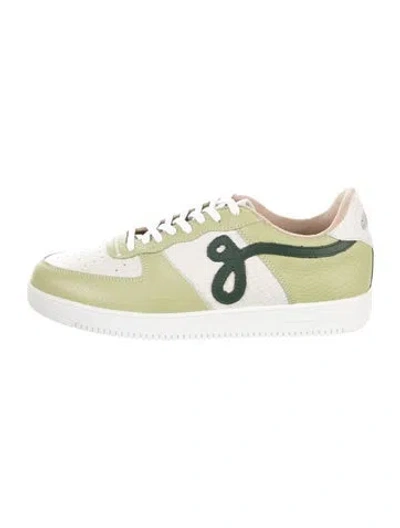 Pre-owned John Geiger Leather Animal Print Sneakers In Green