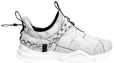 Pre-owned John Geiger Men's  002 Low Marble Sneakers In White/black