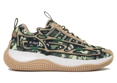 Pre-owned John Geiger Men's  004 (friends & Family) Sneakers In Green Camo/beige