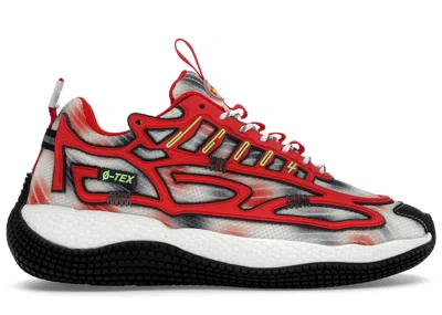 Pre-owned John Geiger Men's  004 Glow Sneakers In Red/black/neon