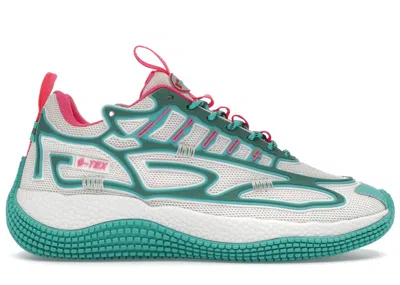 Pre-owned John Geiger Men's  004 Reverse Miami Sneakers In White/teal/pink In Multi