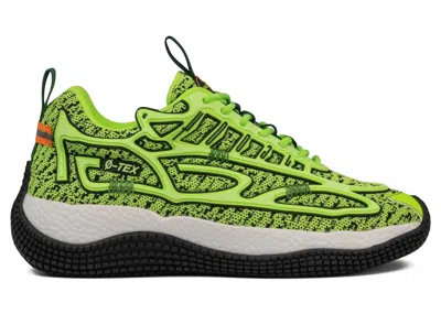 Pre-owned John Geiger Men's  004 S Knit Sneakers In Lime/neon