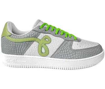 Pre-owned John Geiger Men's  Gf01 Green G (friends & Family) Sneakers In Grey/white/lime Green