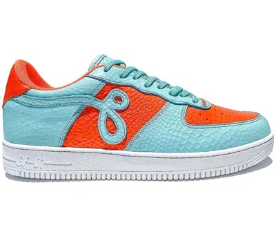 Pre-owned John Geiger Men's  Gf01 Sneakers In Teal/orange