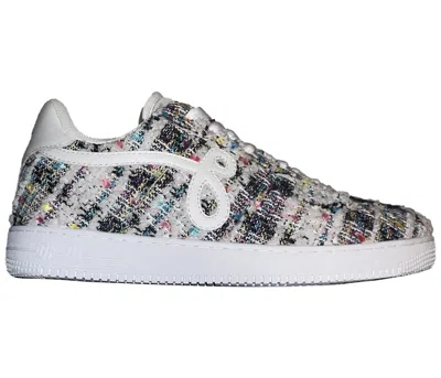 Pre-owned John Geiger Men's  Gf01 Tweed Boucle Sneakers In White Tweed