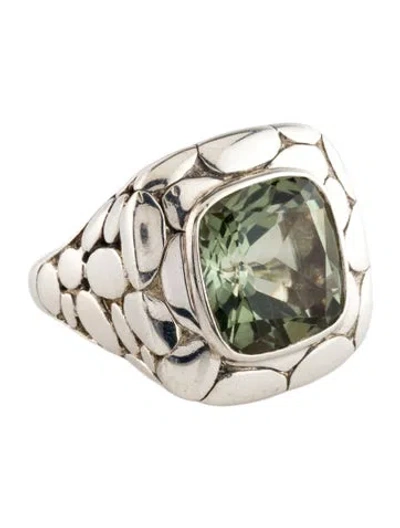 Pre-owned John Hardy 10.87ct Prasiolite Batu Kali Large Square Ring In Multi