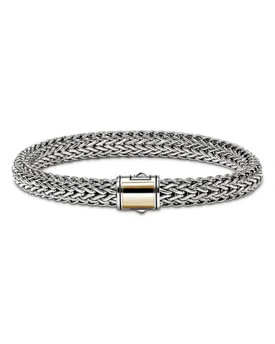 John Hardy 14k Yellow Gold & Sterling Silver Icon Woven Link Chain Bracelet, 7.5mm In Gray