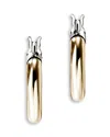 John Hardy Jh Essentail Crossover Hoop Earrings In Gold/silver