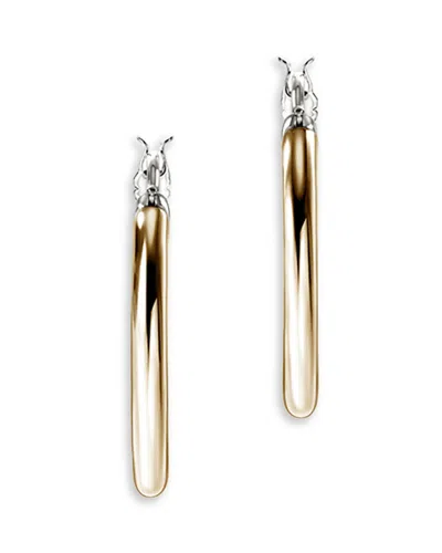 JOHN HARDY 14K YELLOW GOLD & STERLING SILVER JH ESSENTIALS HOOP EARRINGS