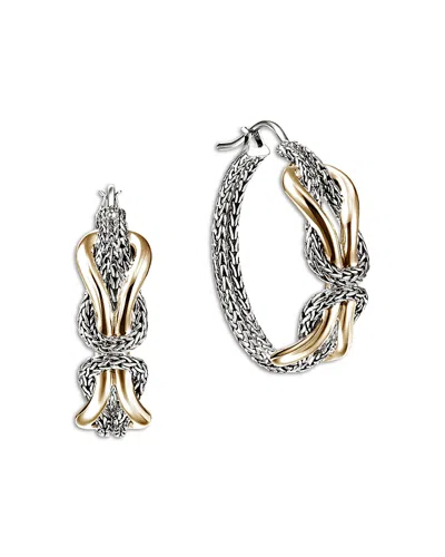 John Hardy 14k Yellow Gold & Sterling Silver Love Knot Infinite Hoop Earrings In White