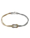 John Hardy 14kt Yellow Gold And Silver Manah 1.8mm Double-row Bracelet In Multi