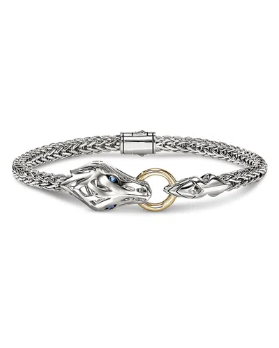 John Hardy 14k Yellow Gold & Sterling Silver Naga Sterling Silver Dragon Chain Bracelet In Green