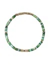 John Hardy 14k Yellow Gold Heishi Malachite Beaded Bracelet In Green