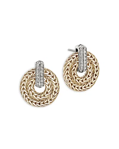 John Hardy 14k Yellow Gold Icon Diamond Woven Drop Earrings