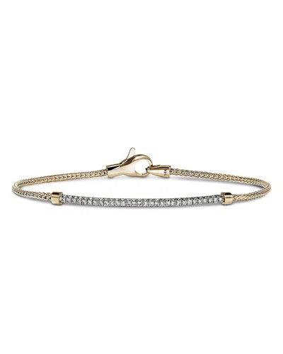 John Hardy 14k Yellow Gold Jh Essentials Diamond Bar Woven Bracelet, 0.25 Tcw In White