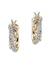 John Hardy 14kt Yellow Gold Jh Essential Crossover Diamond Hoop Earrings In Gold