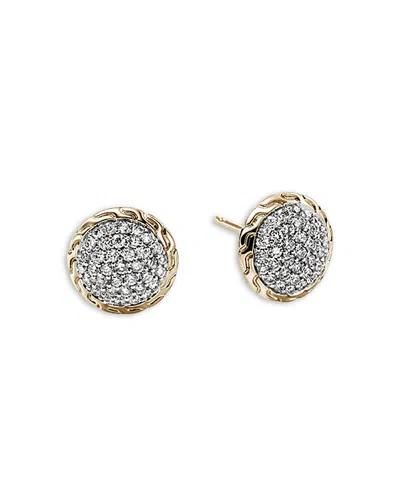JOHN HARDY 14K YELLOW GOLD JH ESSENTIALS DIAMOND PAVE STUD EARRINGS