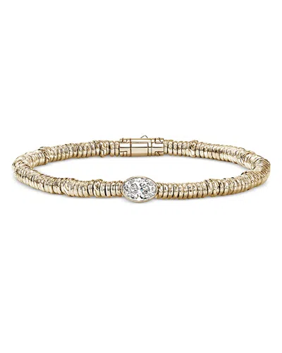John Hardy 14k Yellow Gold Lovestruck Lab Grown Diamond Solitaire Heishi Bead Bracelet