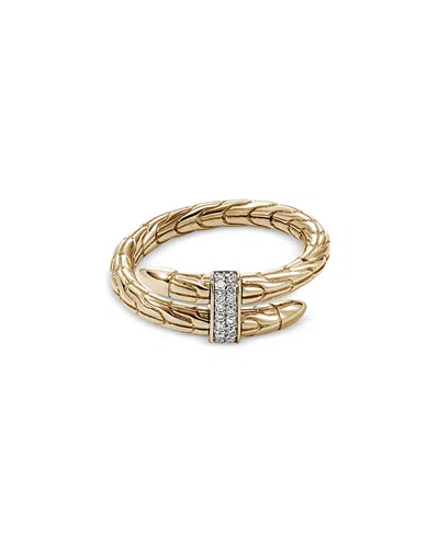 John Hardy 14k Yellow Gold Spear Diamond Wrap Bypass Ring