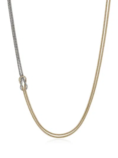 John Hardy 14kt Gold Love Knot Necklace In Silver/gold