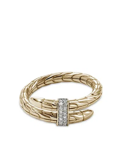 John Hardy 14k Yellow Gold Spear Diamond Wrap Bypass Ring