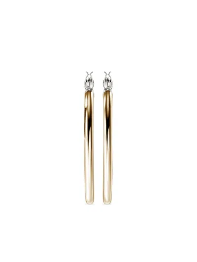 John Hardy 14kt Yellow Gold Essential Diamond Hoop Earrings In Silver