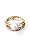 John Hardy 14kt Yellow Gold Jh Essential Pearl Ring In Gold