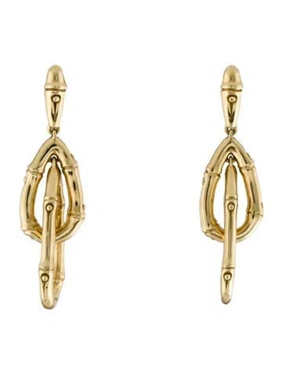Pre-owned John Hardy 18k Bamboo Link Drop Earrings In Multi