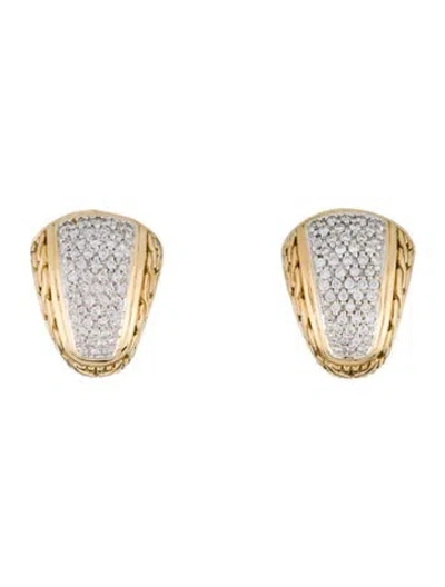 Pre-owned John Hardy 18k Diamond Classic Chain Earrings In Multi