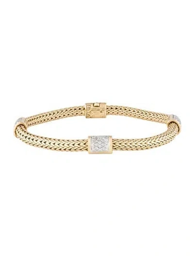 Pre-owned John Hardy 18k Diamond Classic Chain Four Station Icon Bracelet, 7.5" In Multi