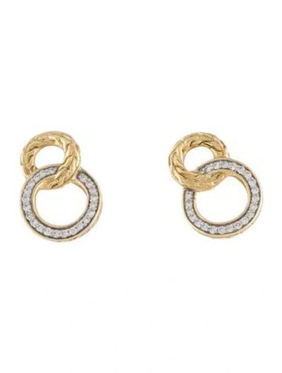 Pre-owned John Hardy 18k Diamond Classic Chain Interlinking Stud Earrings In Multi