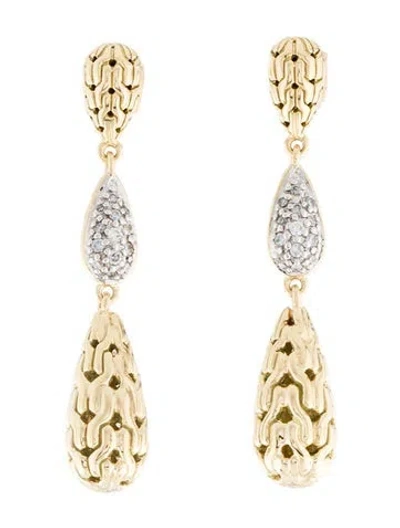 Pre-owned John Hardy 18k Diamond Classic Chain Three-drop Earrings In Multi