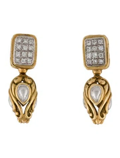 Pre-owned John Hardy 18k Diamond Drop Earrings In Multi