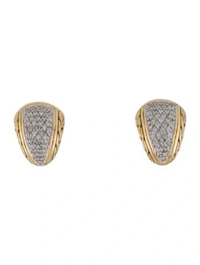 Pre-owned John Hardy 18k Diamond Earclip Earrings In Multi