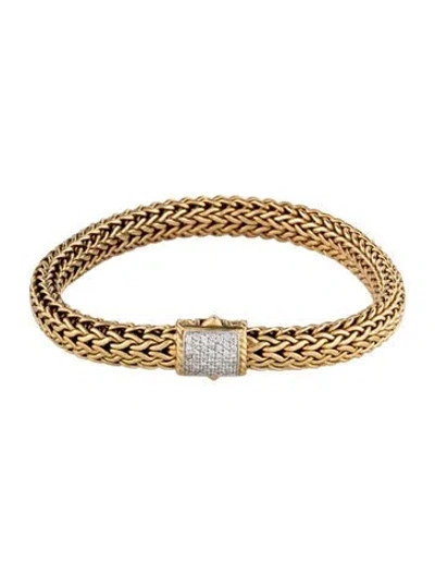Pre-owned John Hardy 18k Diamond Icon Bracelet, 6.5" In Multicolor