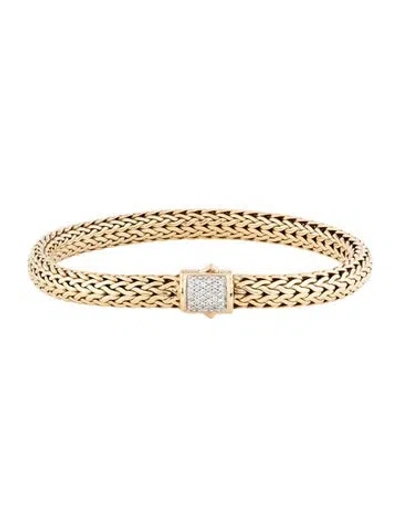 Pre-owned John Hardy 18k Diamond Icon Bracelet, 6.5" In Multicolor