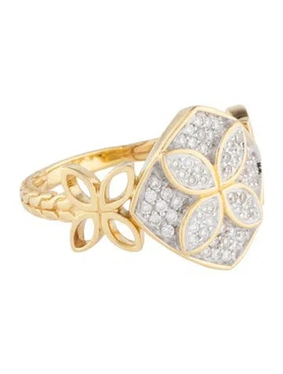Pre-owned John Hardy 18k Diamond Kawung Ring In Multi