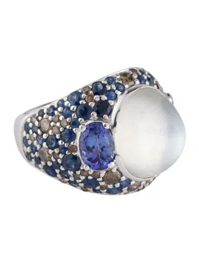 Pre-owned John Hardy 18k Diamond, Moonstone, Tanzanite & Sapphire Cocktail Ring In Multi