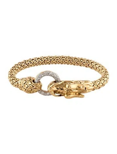 Pre-owned John Hardy 18k Diamond Naga Dragon O-link Bracelet, 6.75" In Multicolor
