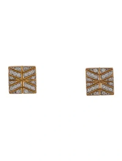 Pre-owned John Hardy 18k Diamond Stud Earrings In Multi