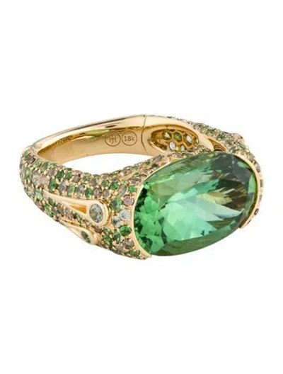 Pre-owned John Hardy 18k Multistone Cocktail Ring In Multicolor