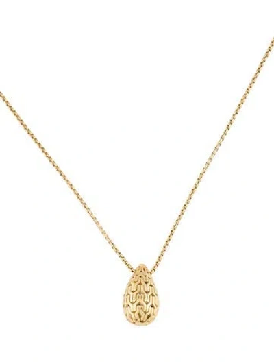 Pre-owned John Hardy 18k Pear-shape Drop Necklace, 18" In Multicolor