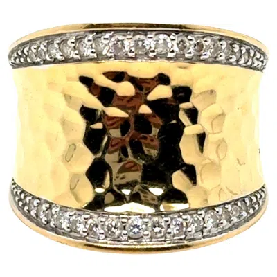 Pre-owned John Hardy 18k Yellow Gold And Diamonds Saddle Ring.