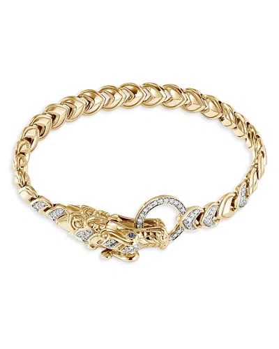 John Hardy 18k Yellow Gold Legends Naga Blue Sapphire & Diamond Bracelet