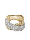 John Hardy 18kt Gold Carved Chain Diamond Ring In Gold