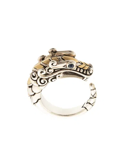 John Hardy 18kt Yellow Gold And Sterling Silver Legends Naga Sapphire Ring