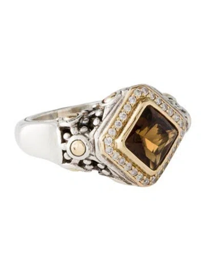 Pre-owned John Hardy 2.22ctw Citrine & Diamond Natu Sari Cocktail Ring In Multicolor