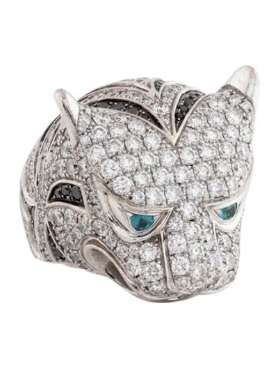 Pre-owned John Hardy 5.90ctw Diamond & Tourmaline Legends Macan Tilem Cocktail Ring In Multicolor